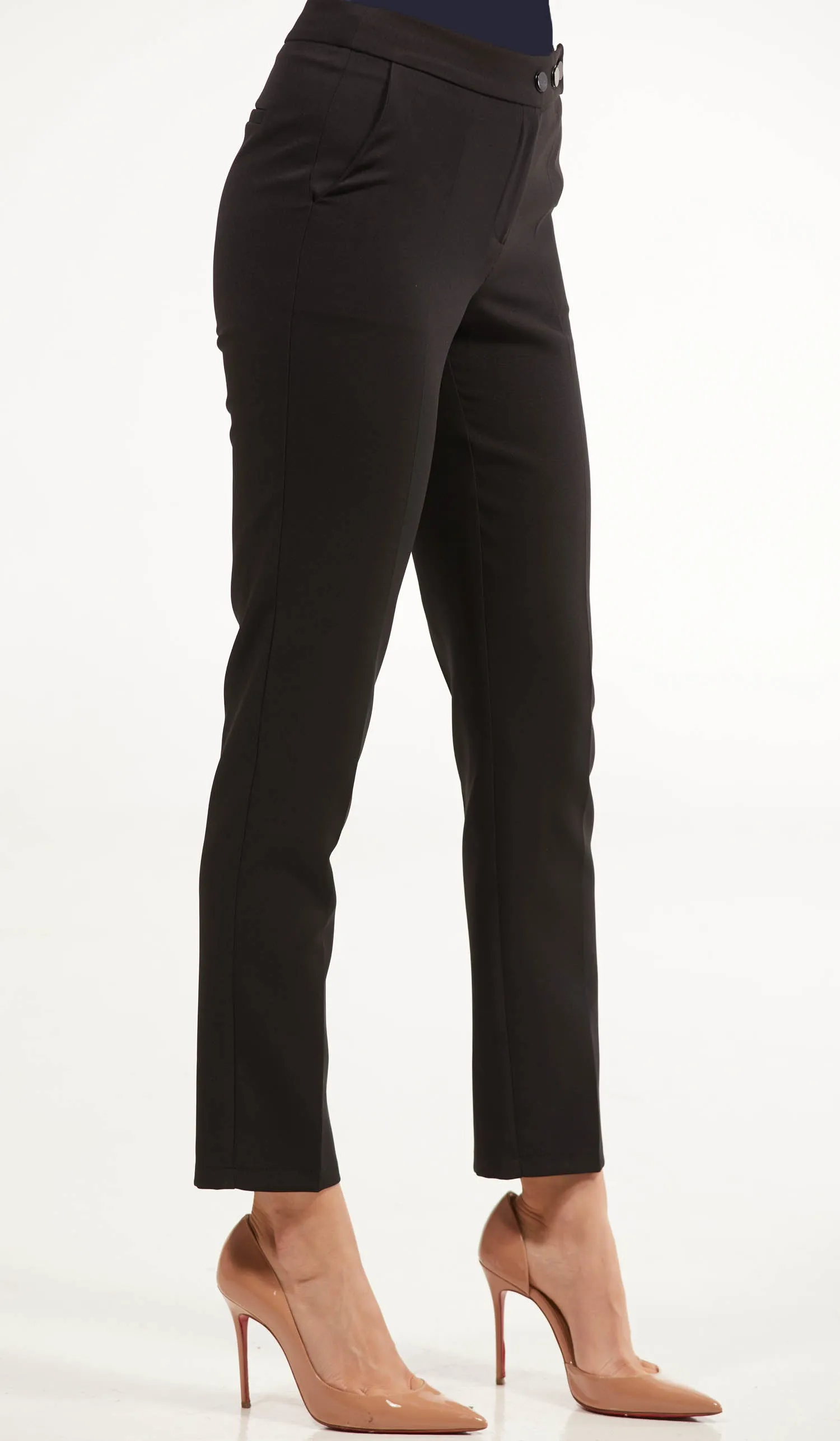 Alma Tailored Stretch Cigarette Pants - Black