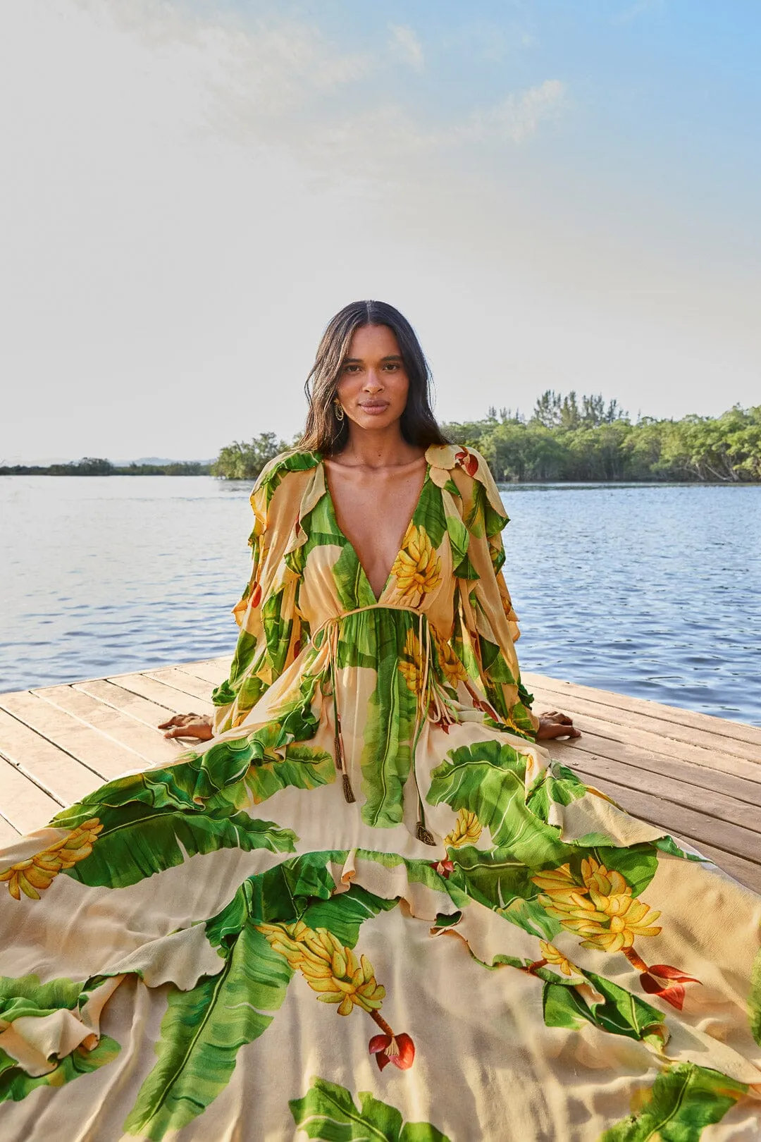 Beige Fresh Bananas Maxi Dress