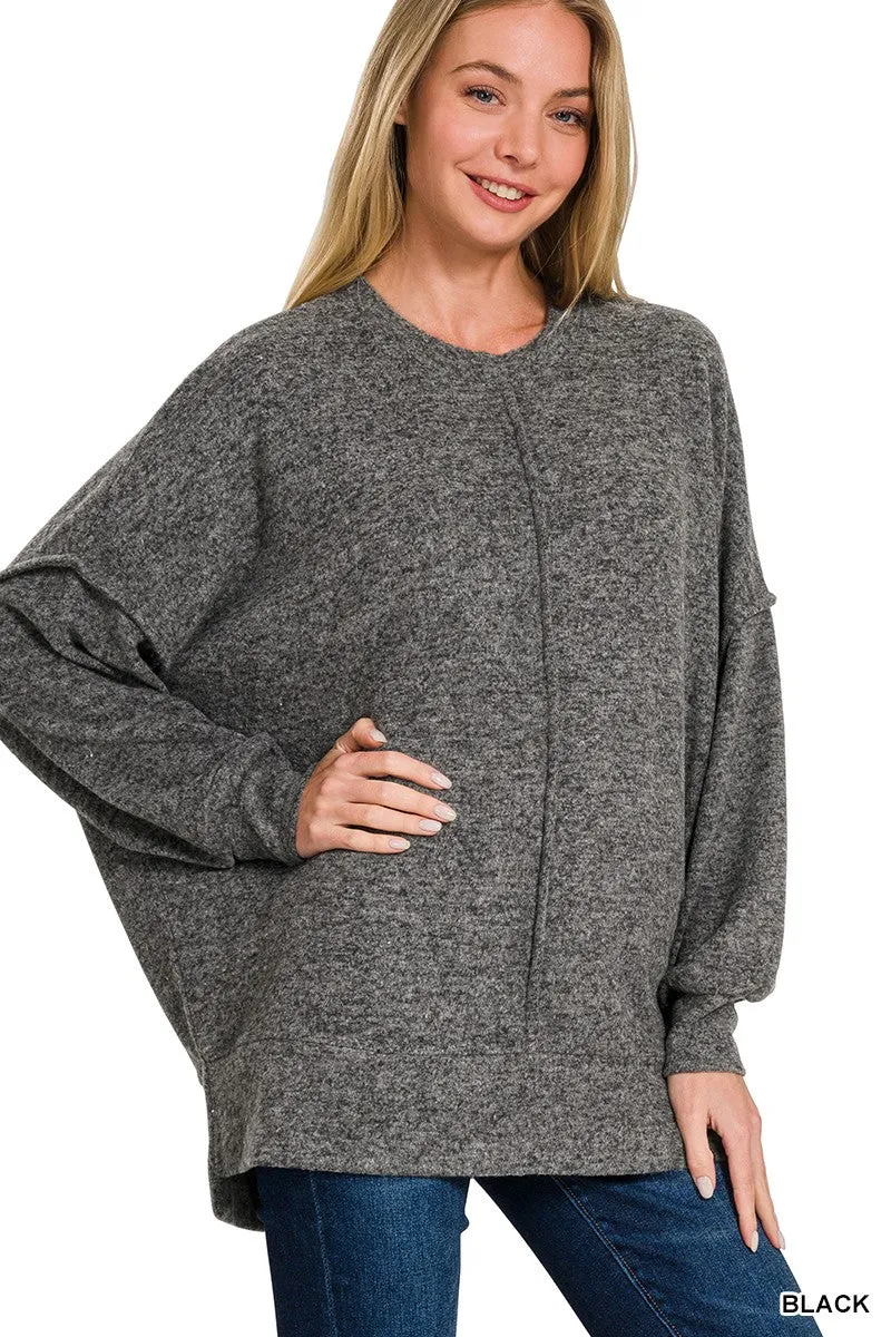 Brushed Melange Hacci Oversized Sweater Top*