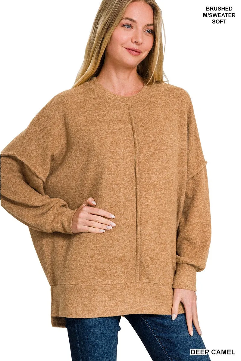 Brushed Melange Hacci Oversized Sweater Top*