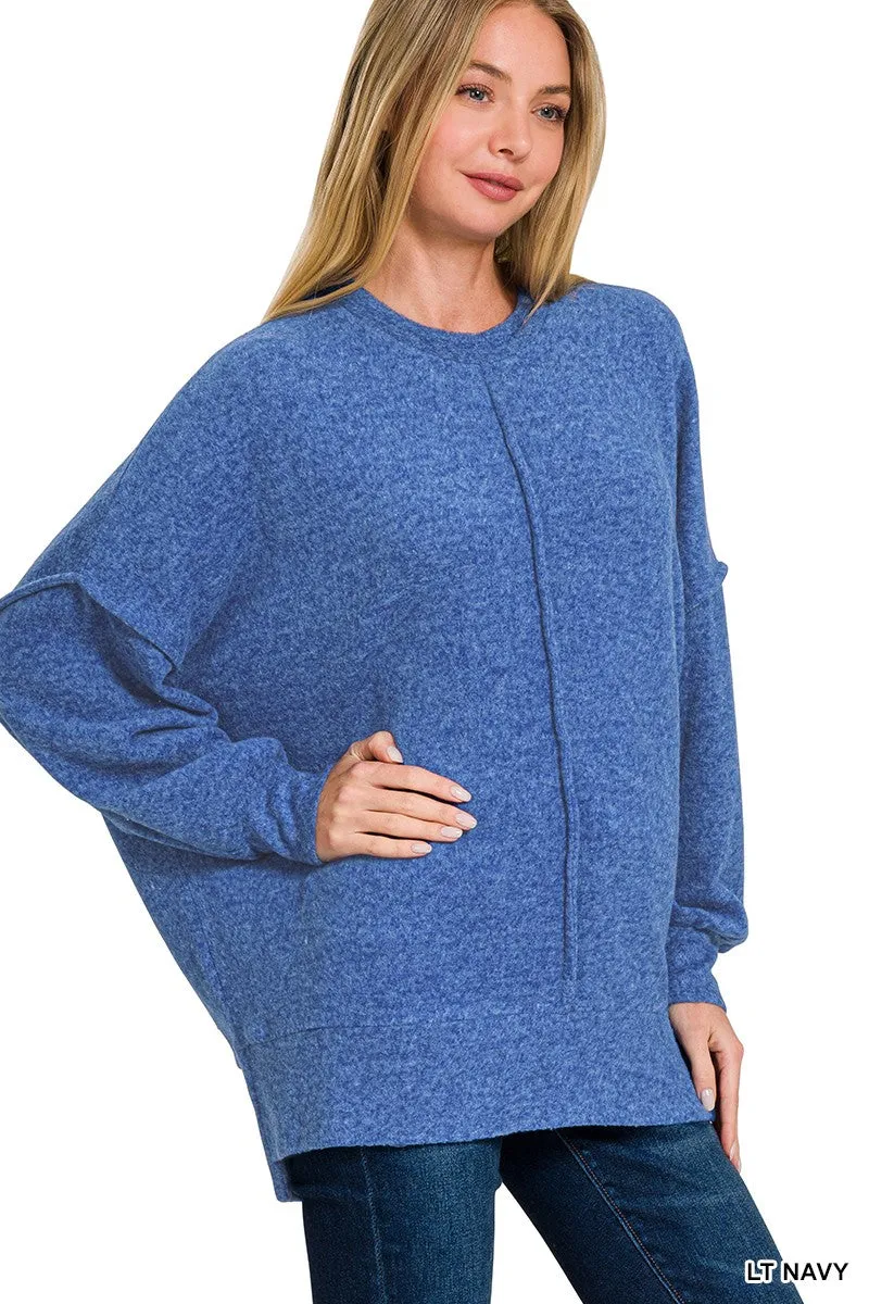 Brushed Melange Hacci Oversized Sweater Top*