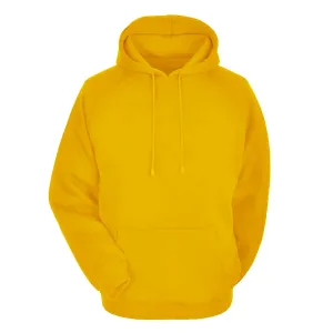 Cotton Blend Relaxed Fit Solid Yellow Sweatshirt Kangaroo Hoodies By LazyChunks