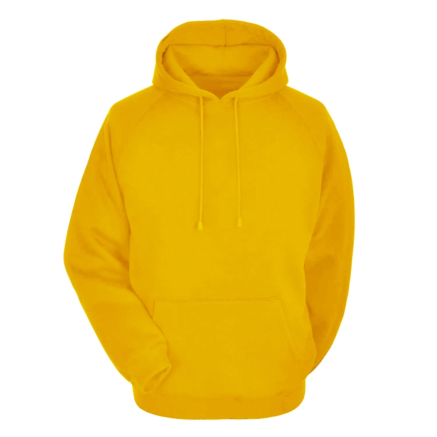 Cotton Blend Relaxed Fit Solid Yellow Sweatshirt Kangaroo Hoodies By LazyChunks