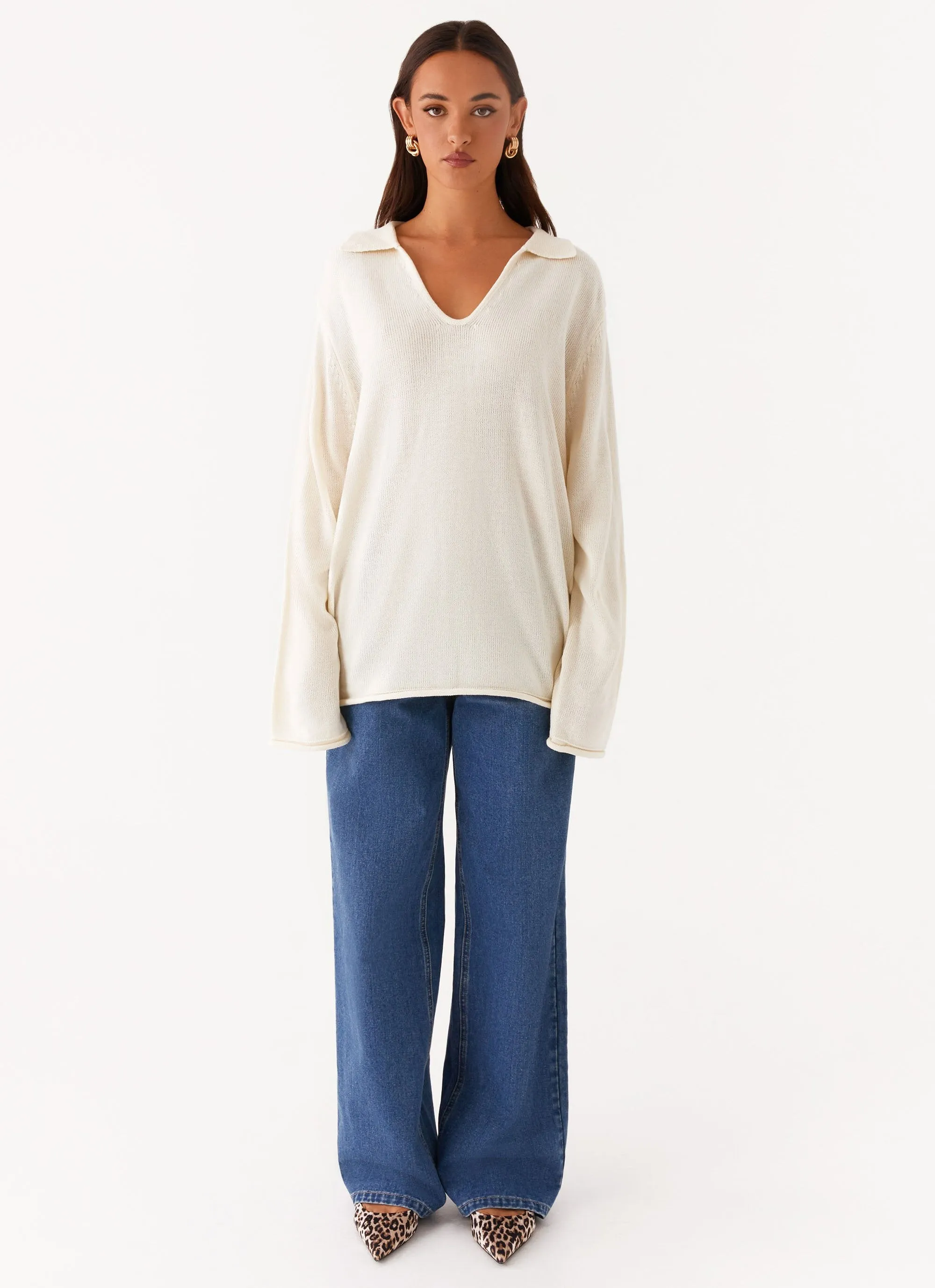 Deena Knit Sweater - White