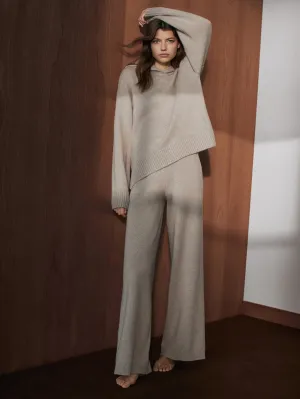 Ethereal Elegant Knitted Casual Elastic High-Waisted Straight Leg Wide Leg Pants