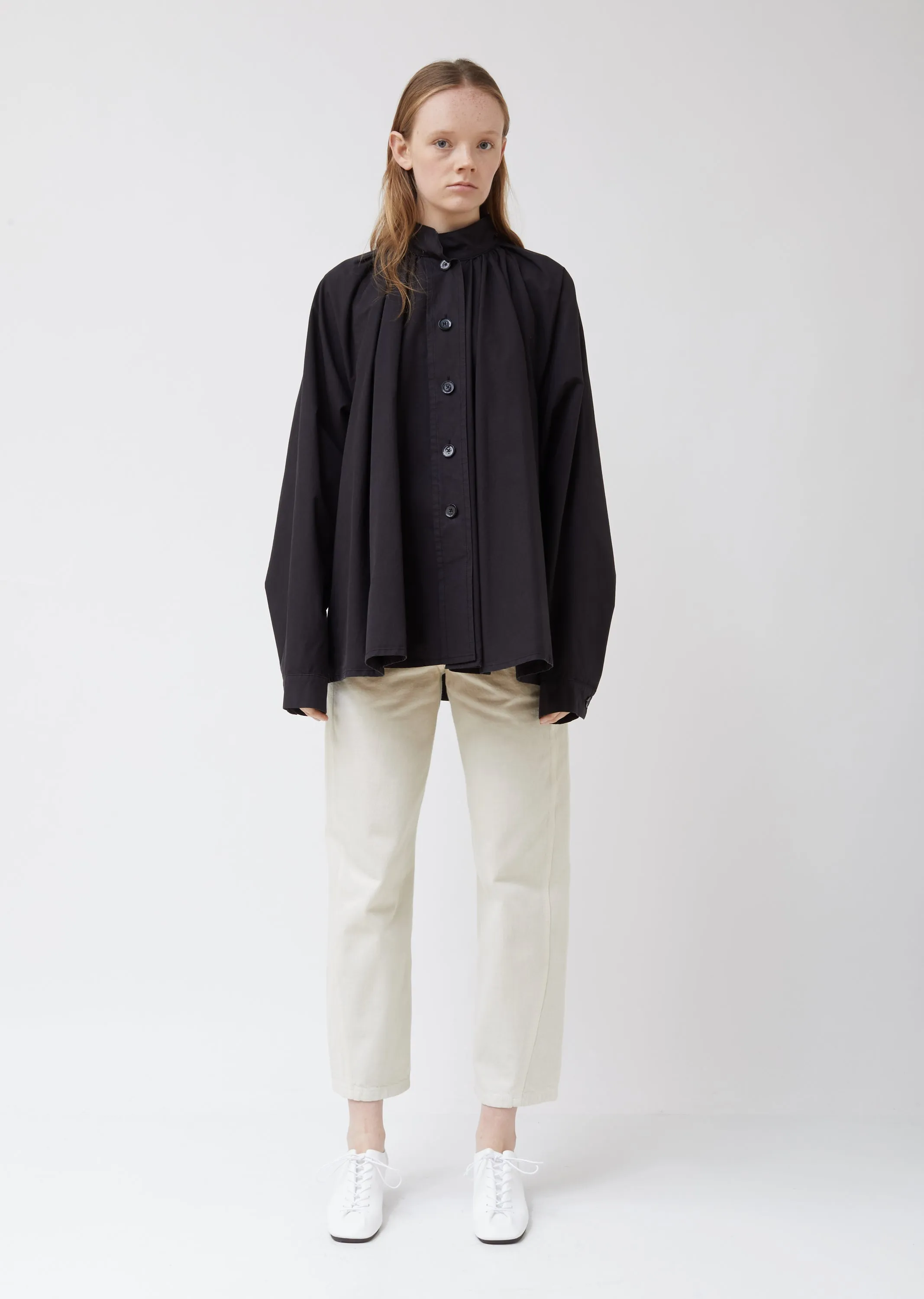 Flared Band Collar Shirt