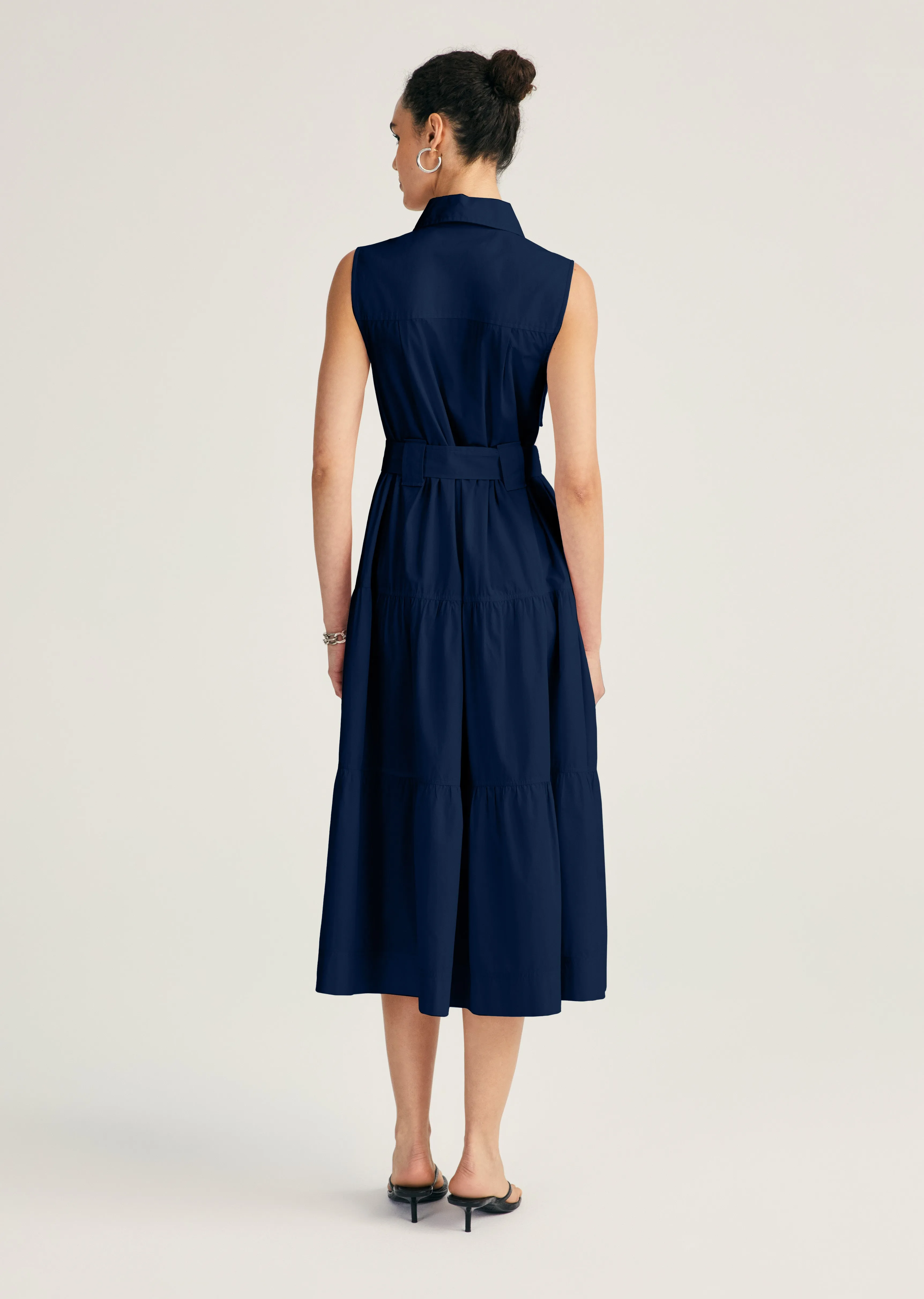 Florence Sleeveless Shirt Dress - Navy