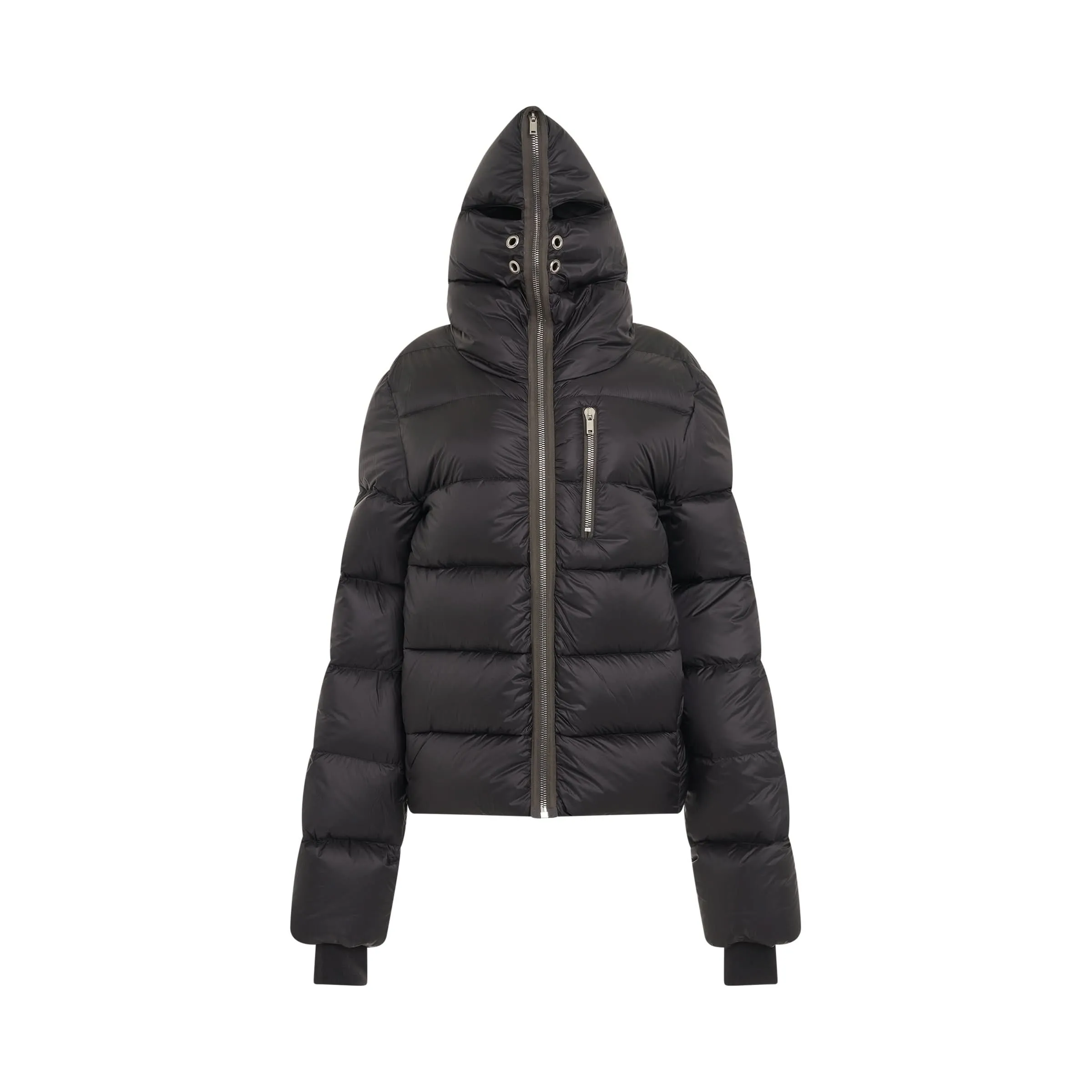 Funnel Neck Puffer Jacket in Black