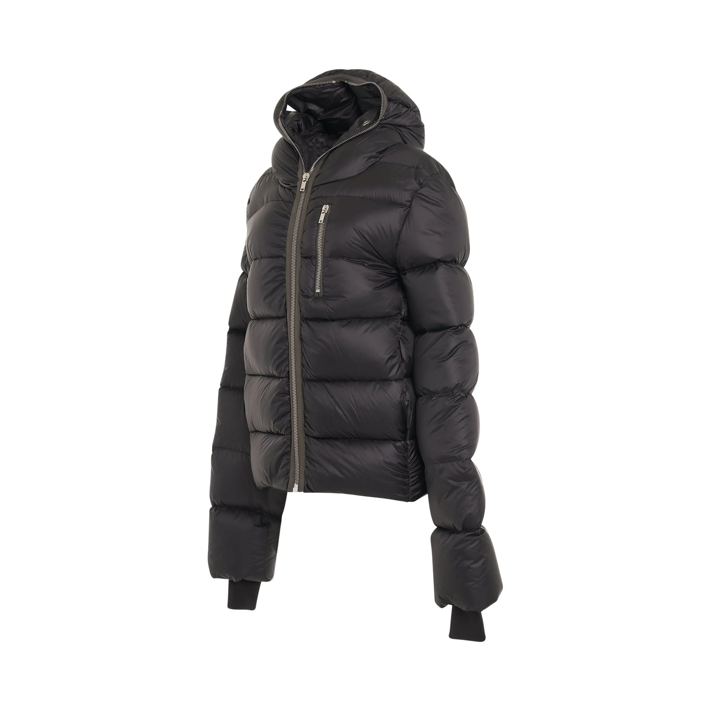 Funnel Neck Puffer Jacket in Black