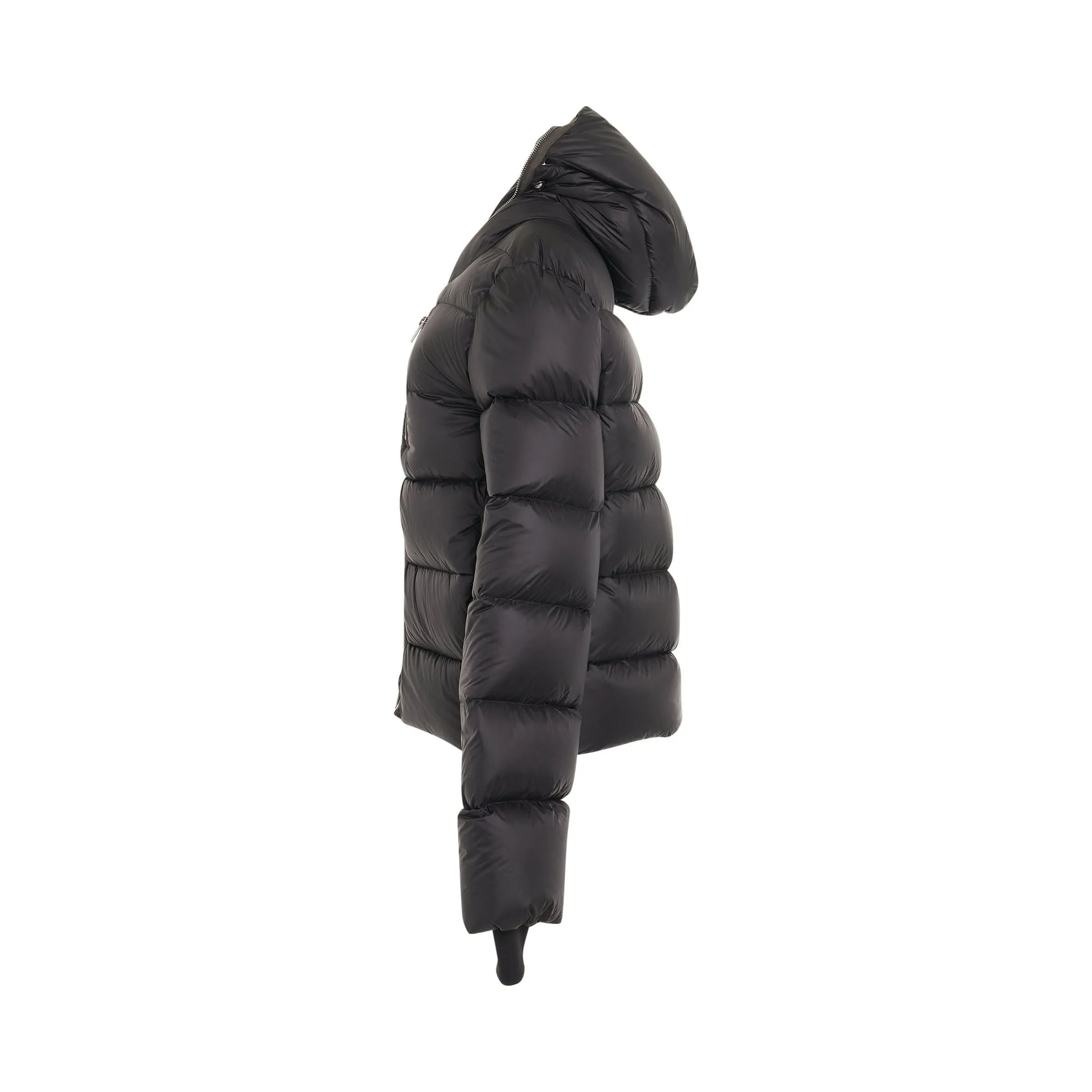 Funnel Neck Puffer Jacket in Black