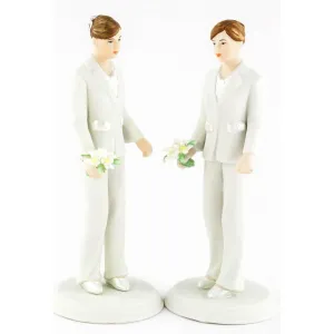 Gay Lesbian Brides in Pants Suit Wedding Cake Topper