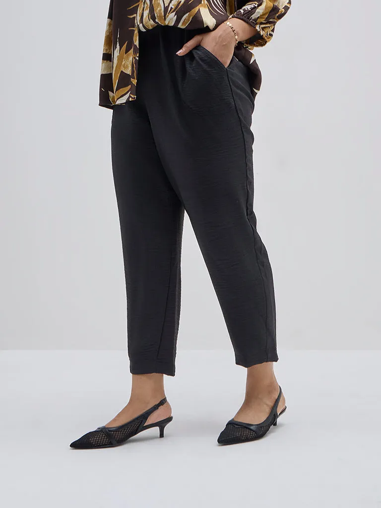 Gia Black Textured High-Rise Pants