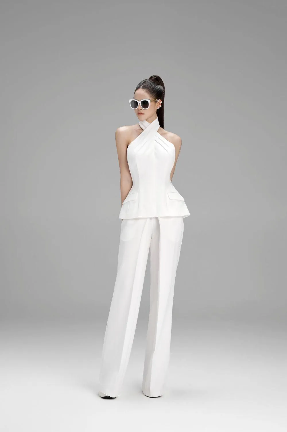 Grace Straight Pleated Polycotton Pants