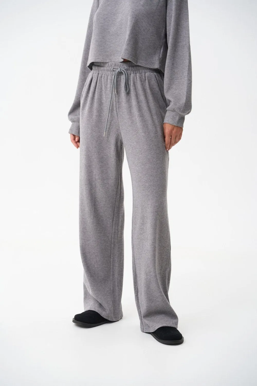 Grey Knitted Streight Leg Pants