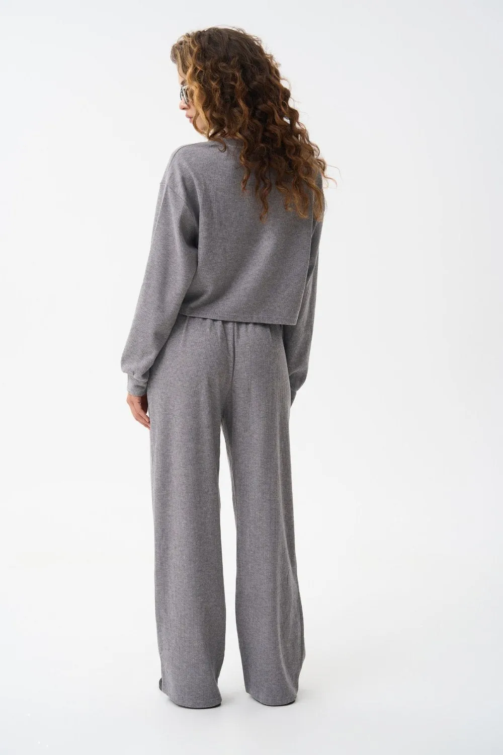 Grey Knitted Streight Leg Pants