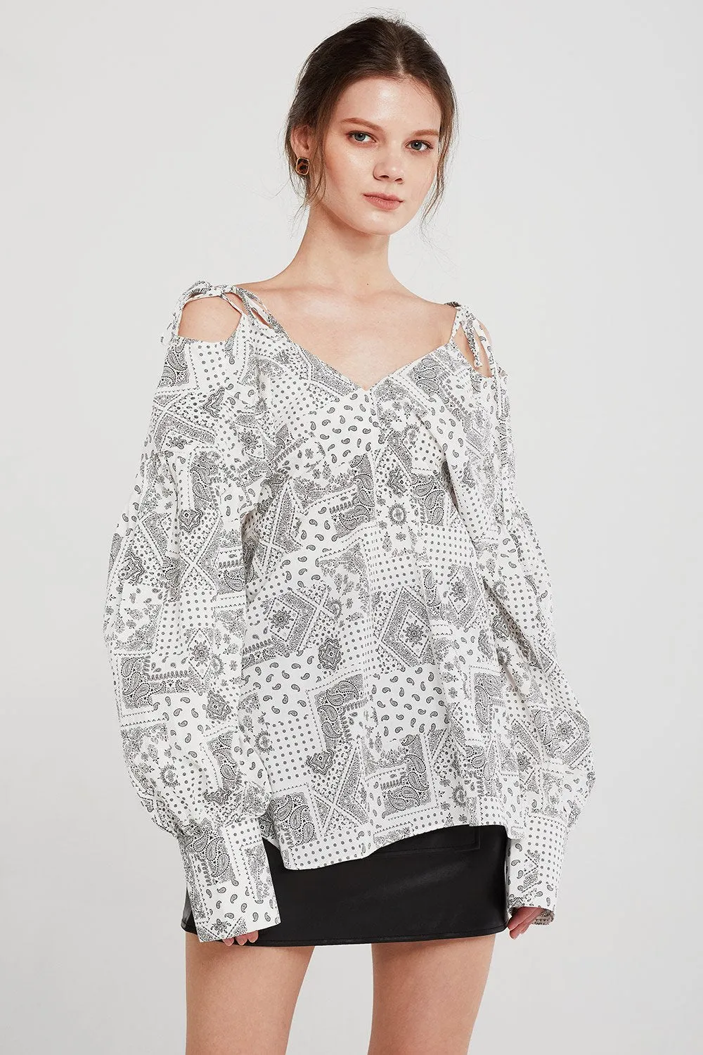 Jade Paisley Cold Shoulder Shirt