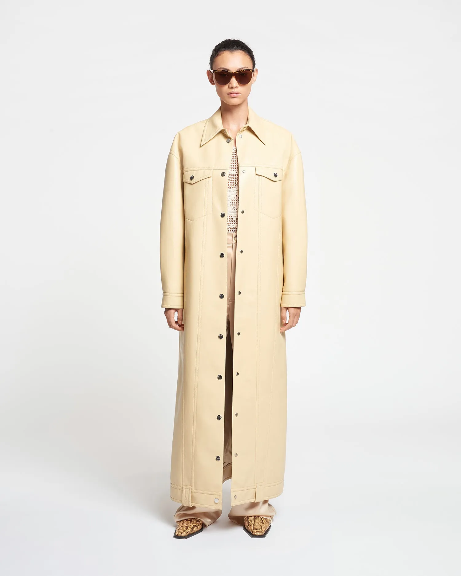 Keano - Regenerated Leather Coat - Vintage Creme