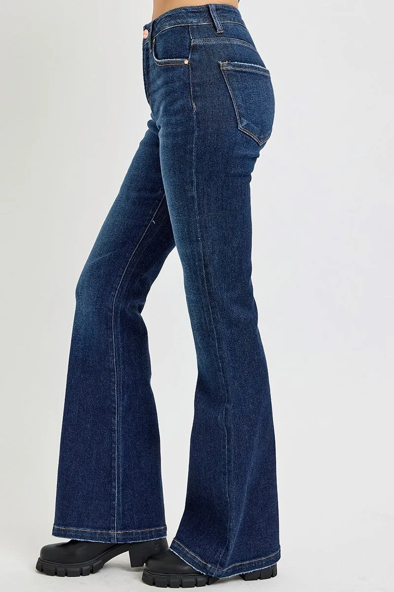 kesley RISEN Full Size High Rise Flare Jeans with Pockets