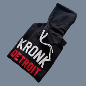 KRONK Iconic Detroit Chain Stitch Hoodie Loose Fit Black