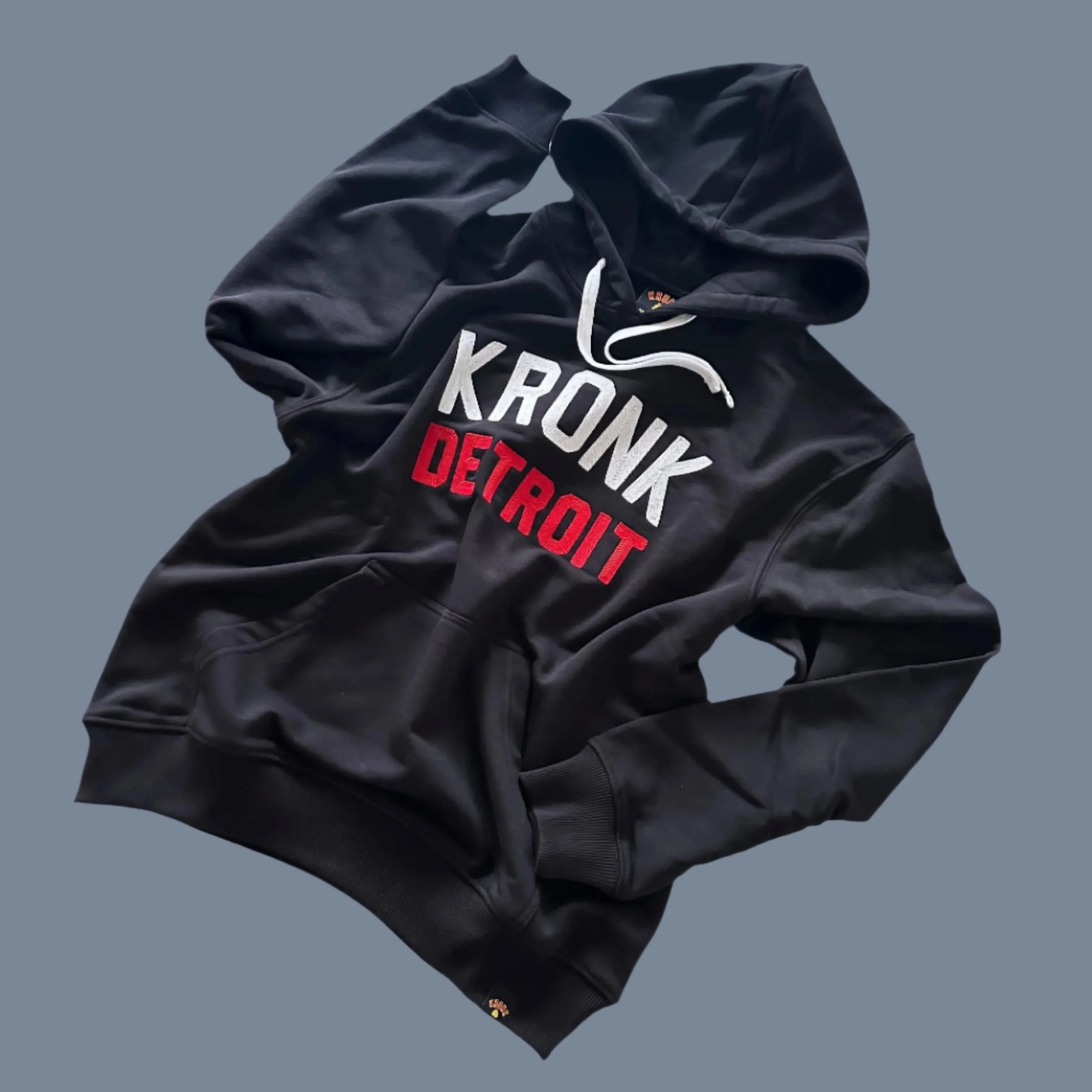 KRONK Iconic Detroit Chain Stitch Hoodie Loose Fit Black