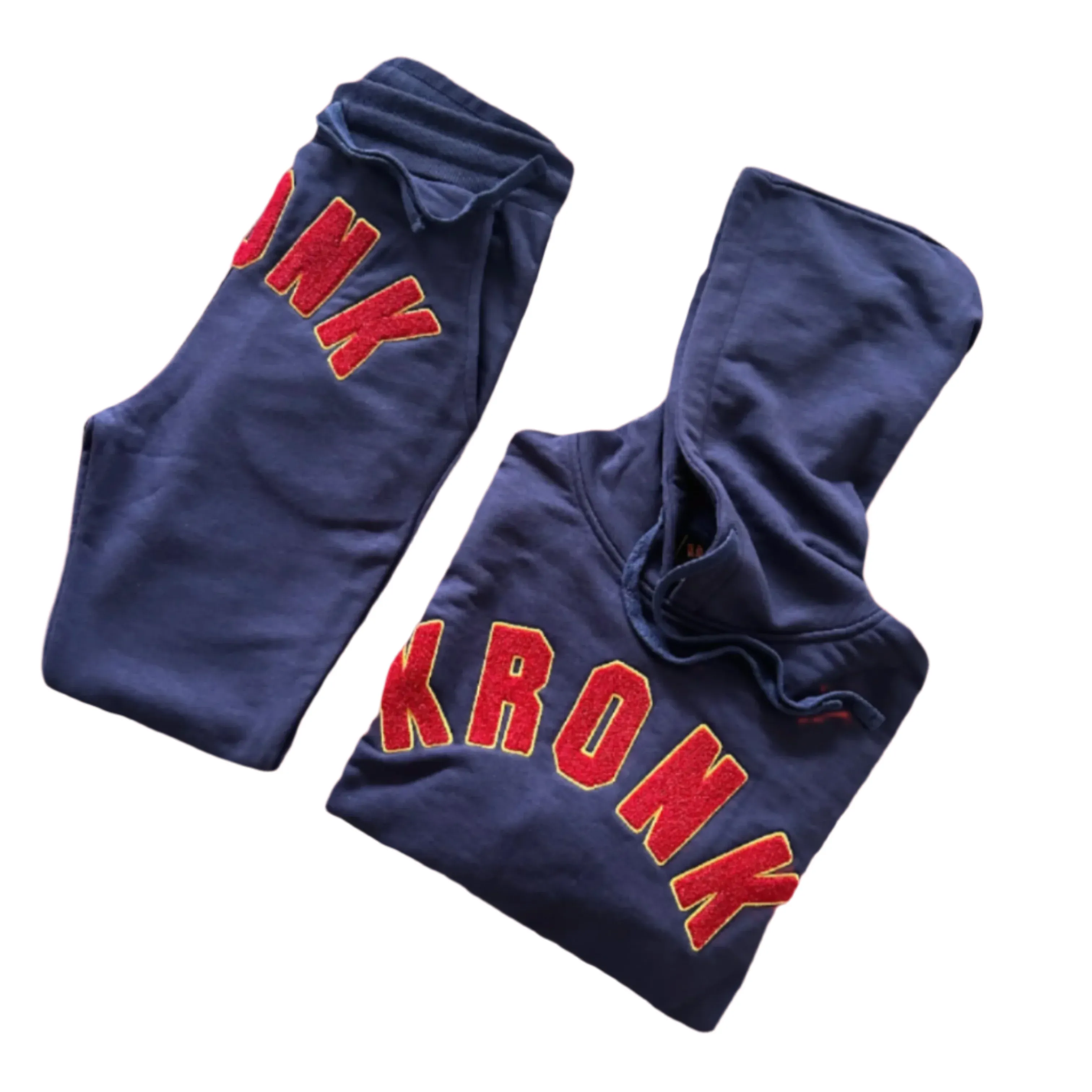 KRONK WAR Towelling Applique Hoodie Loose Fit Navy