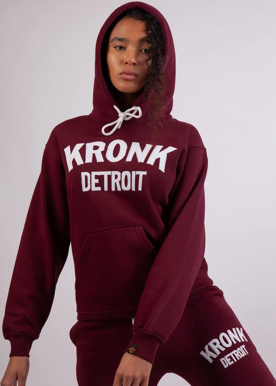 KRONKWOMEN Detroit Applique Hoodie Regular Fit Maroon with White logo