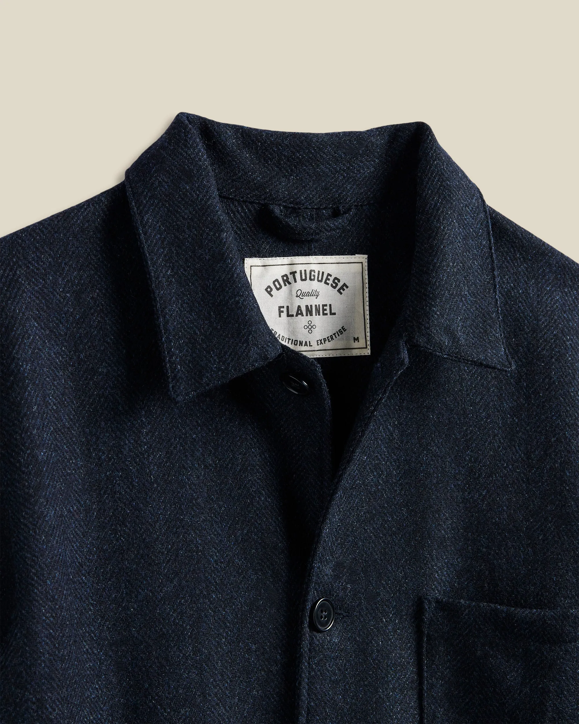 Labura Herringbone Wool - Navy