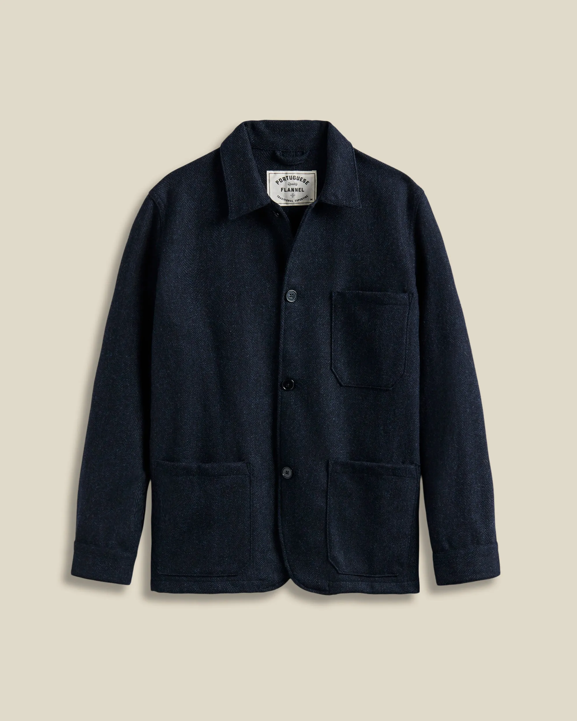 Labura Herringbone Wool - Navy