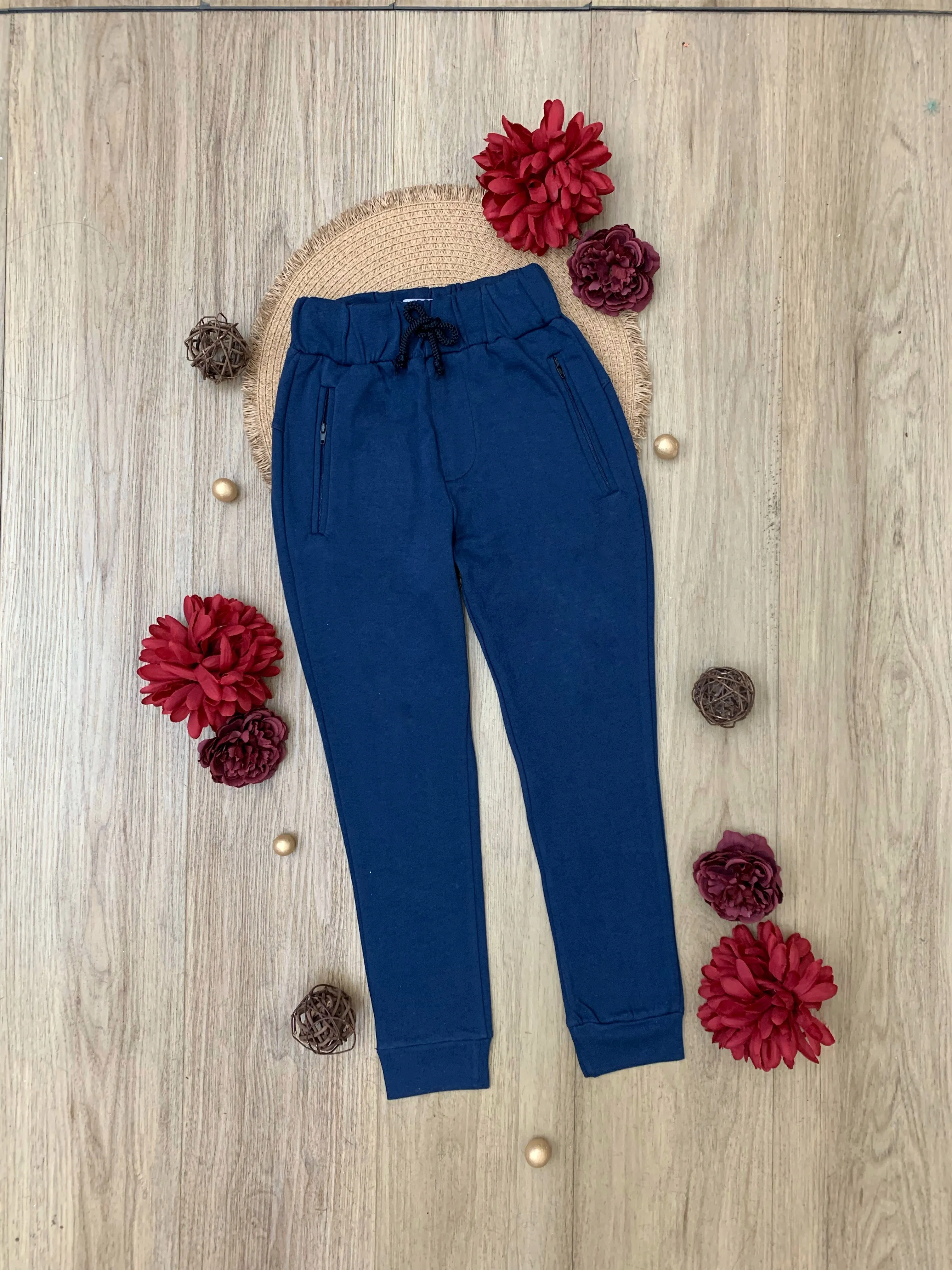 Navy Stylish Jogger Pants by Kids Couture