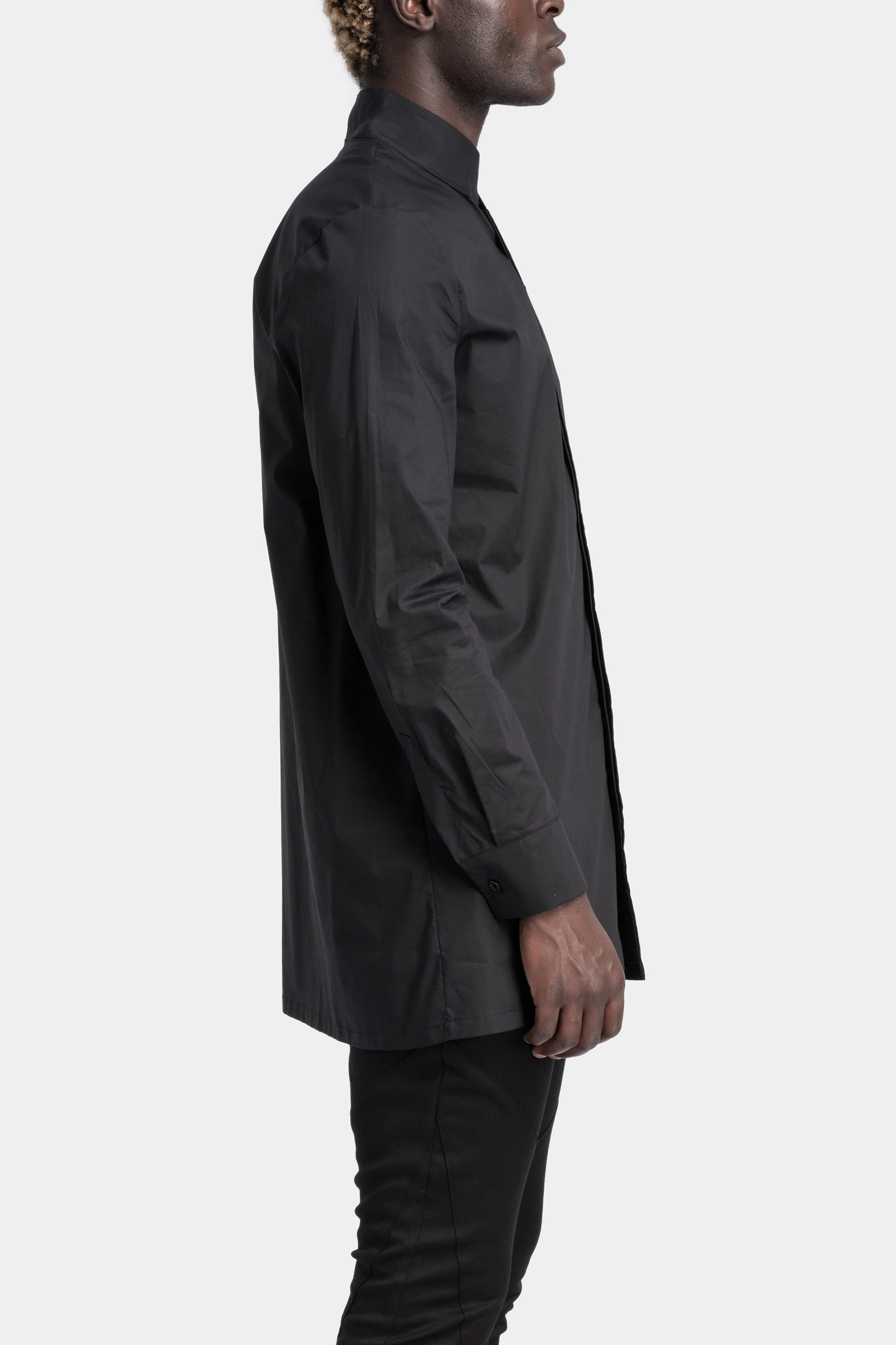 Overlap collar shirt, Black