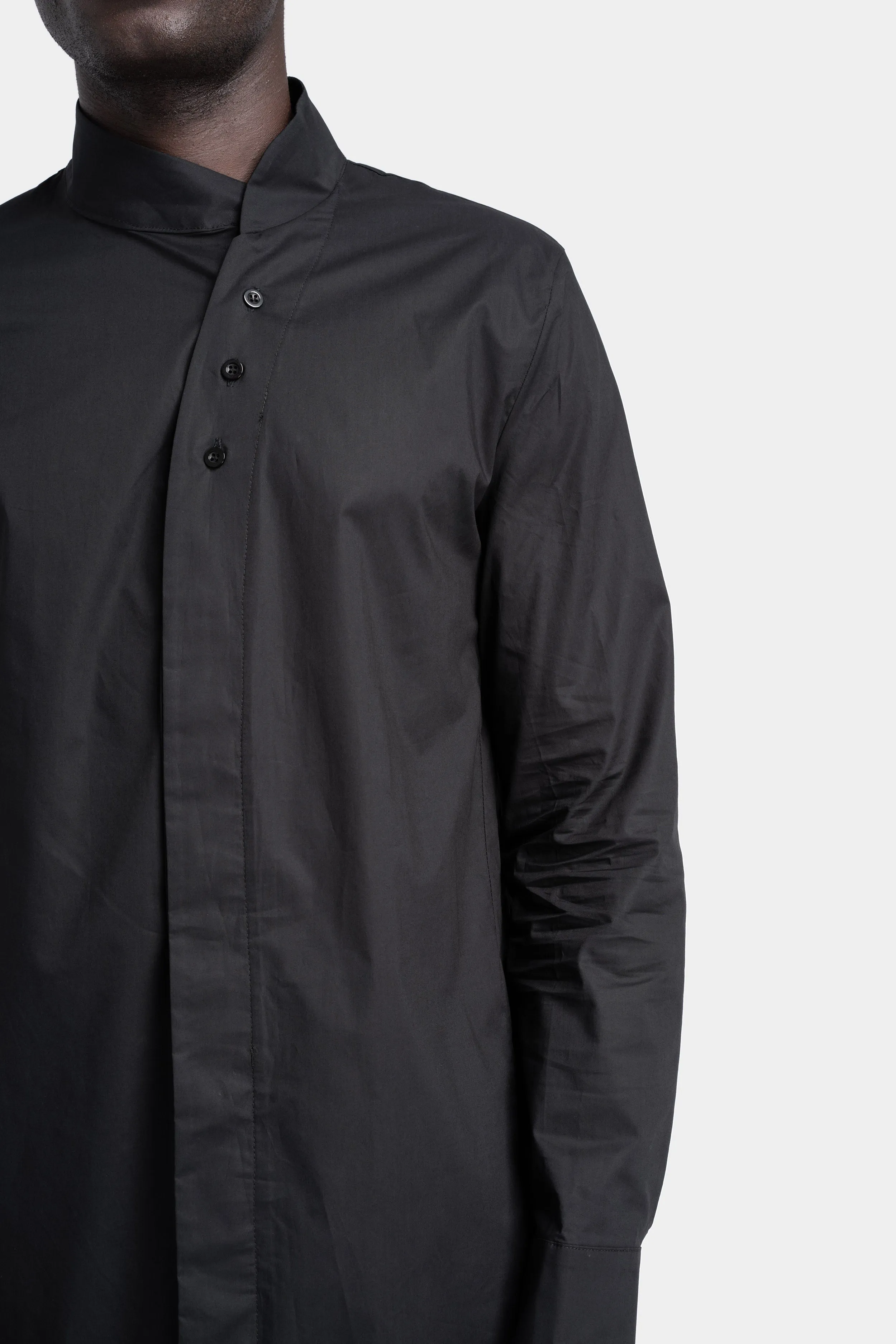 Overlap collar shirt, Black