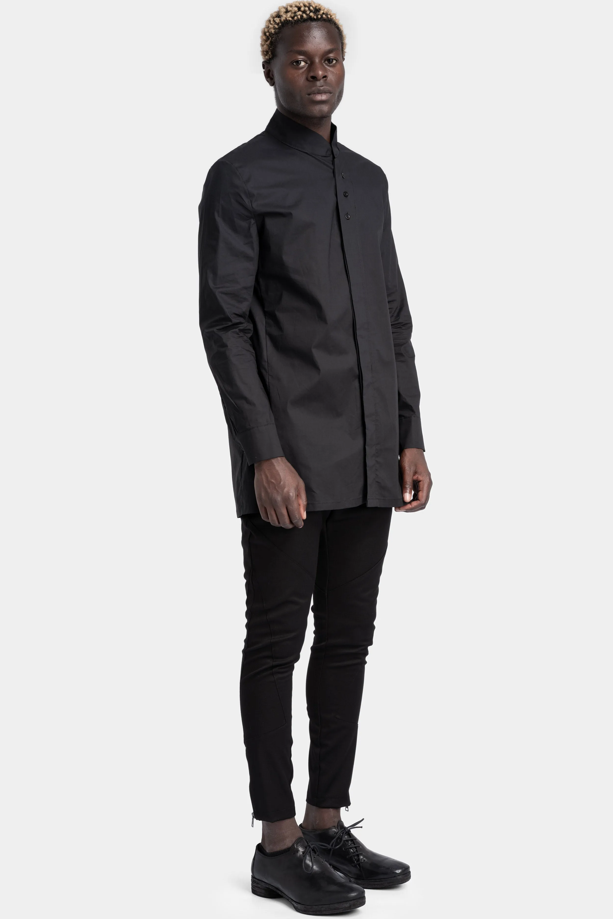 Overlap collar shirt, Black