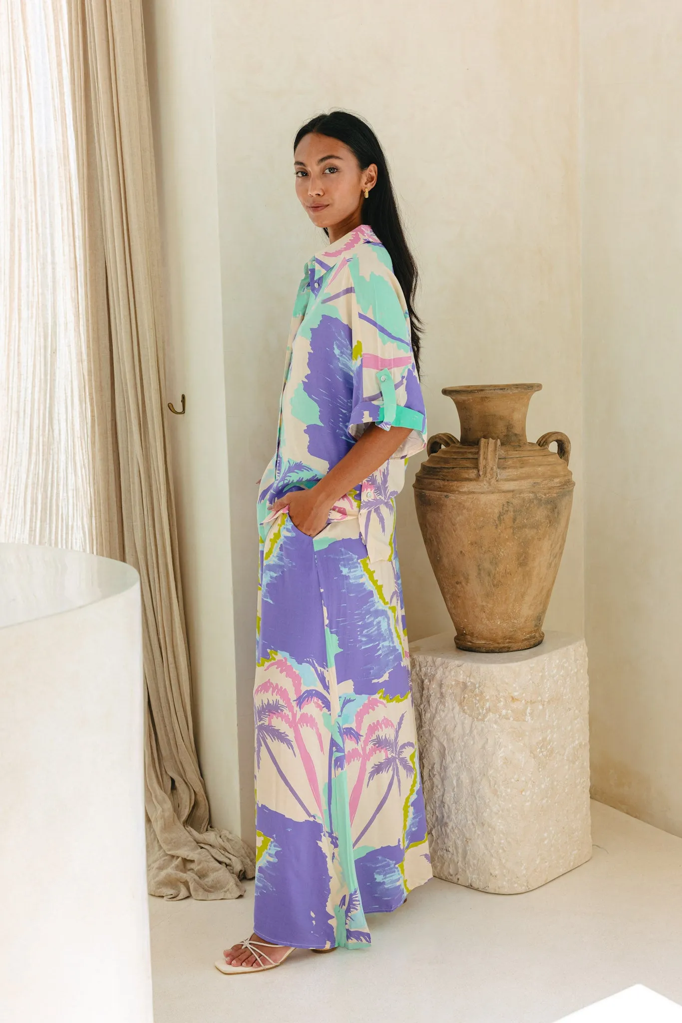 Paradisio Purple Tropical Oversized Shirt