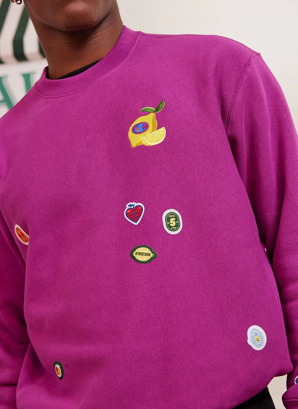 Perci-Post Stamps Sweatshirt | Champion and Percival | Magenta