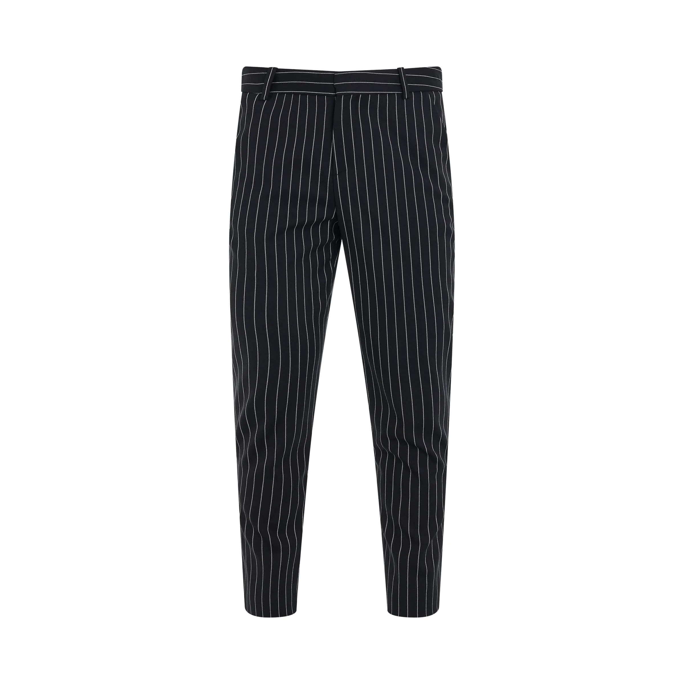 Pinestripe Wool Straight Pants in Marine