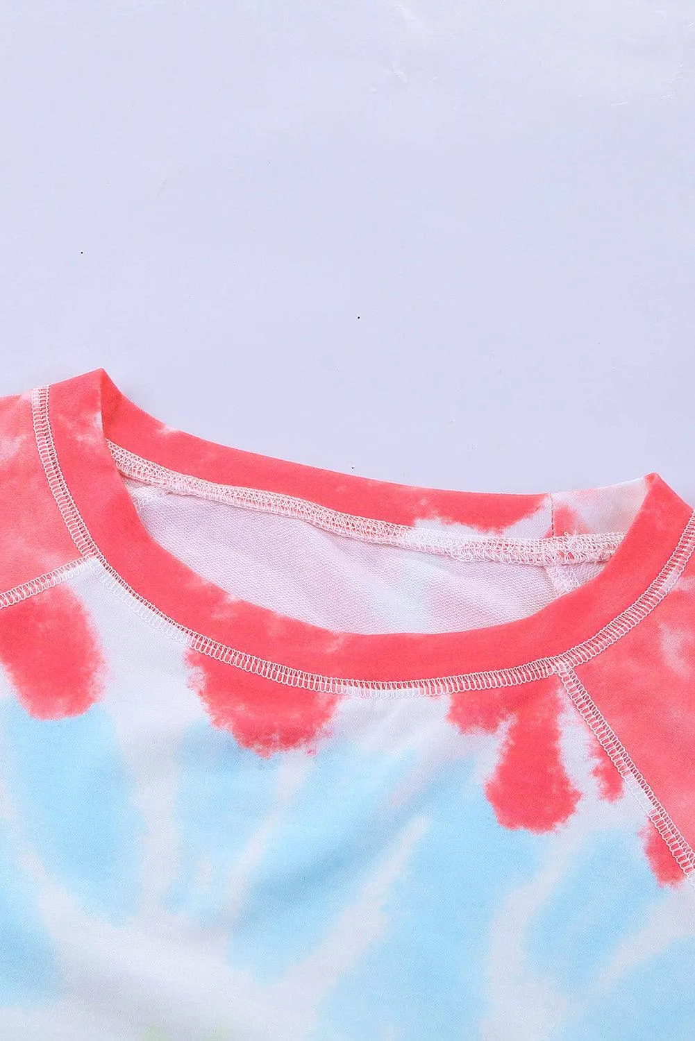 Pink Blue Ombre Tie Dye Loose Leisure Sweatshirt