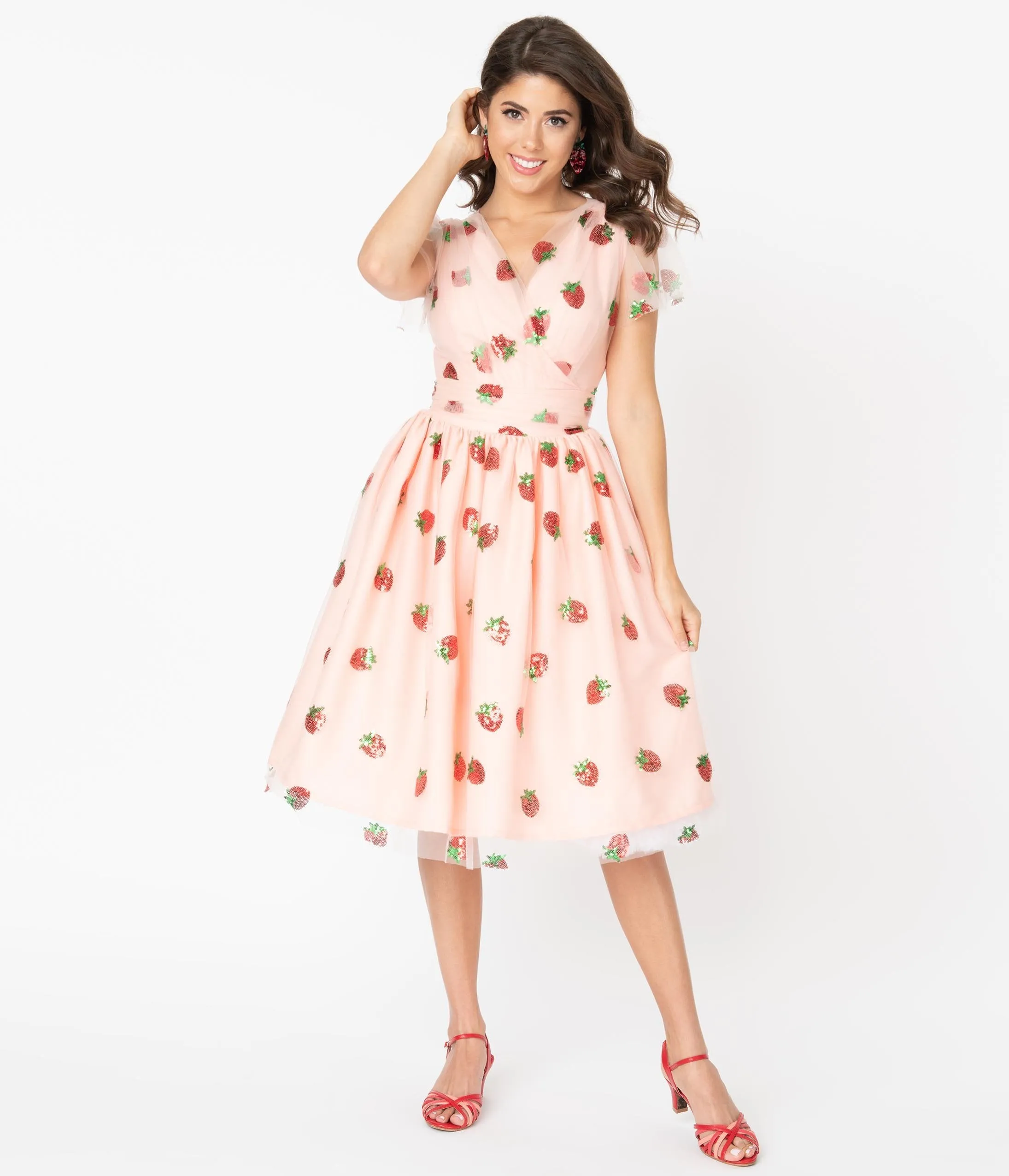 Pink Tulle & Strawberry Sequin Midori Swing Dress