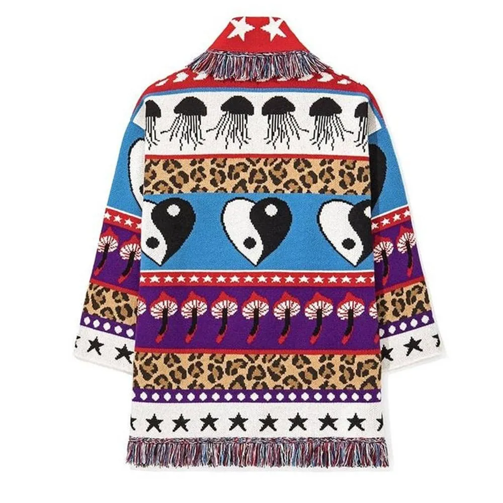 Pre Order:  Trippy Art Tassel Knit Jacket