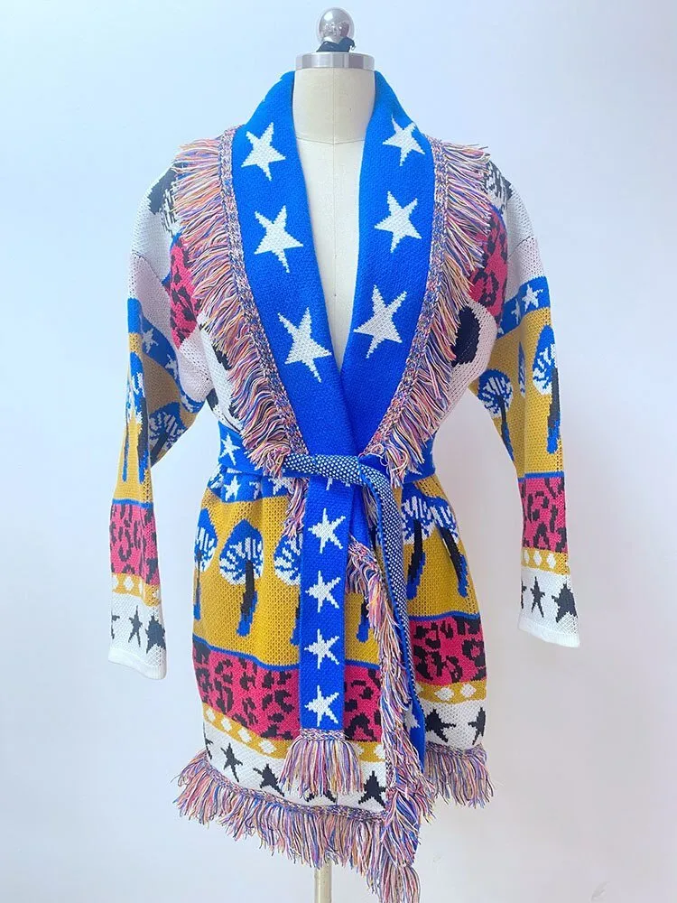 Pre Order:  Trippy Art Tassel Knit Jacket