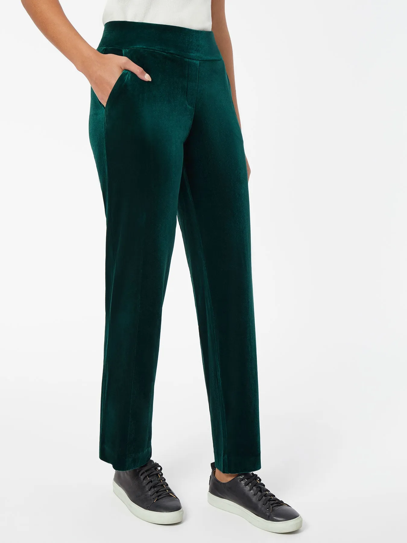 Pull-On Velour Straight Leg Pants