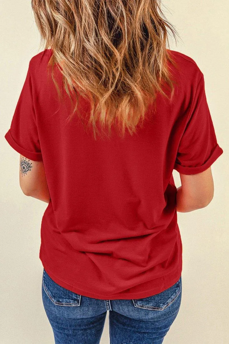 Red Sequined LOVE Valentines T-shirt