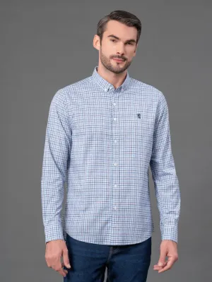 RedTape Turquoise Checked Shirt for Men | Classic & Versatile