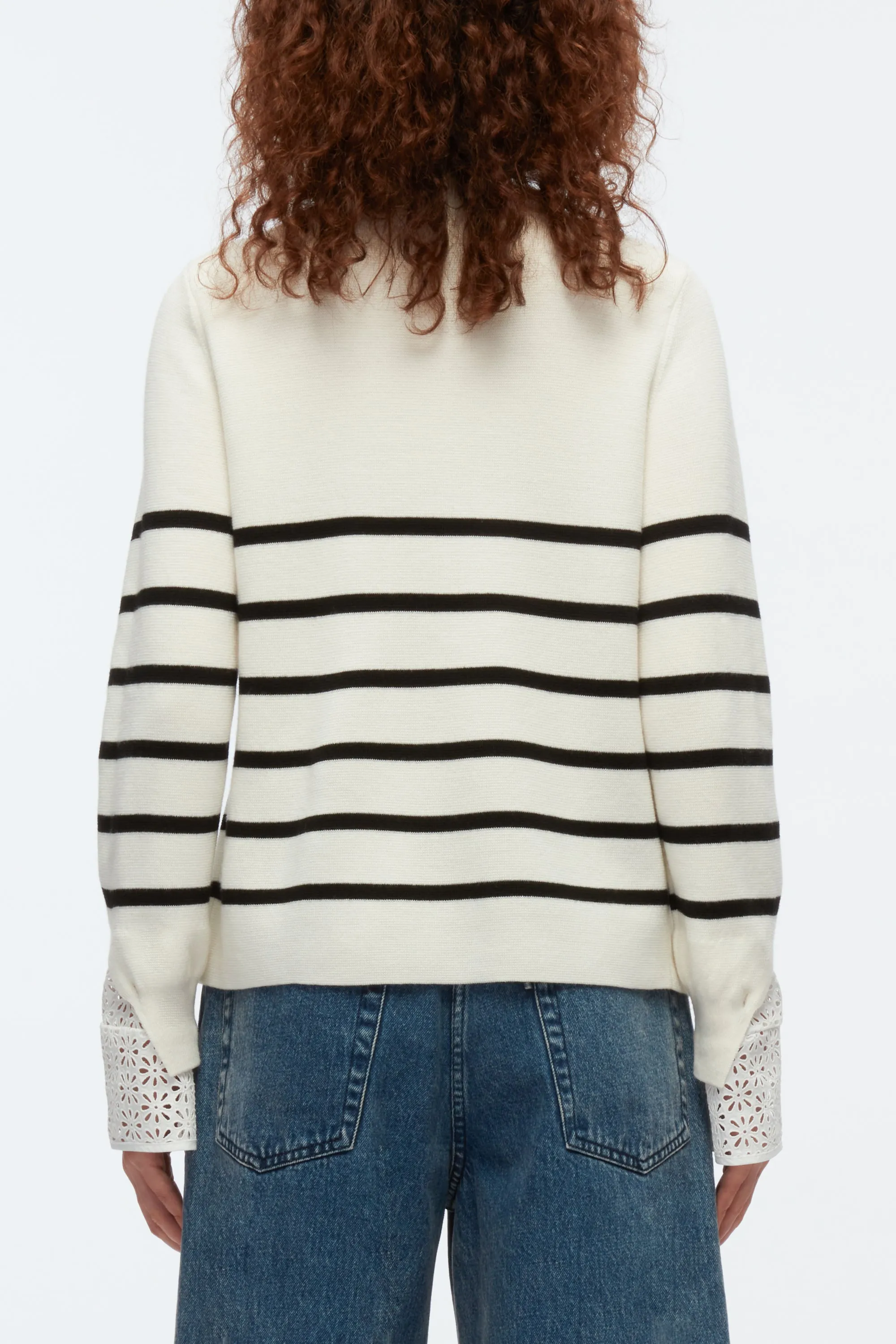 Sailor Stripe Pullover With Lace Cuffs