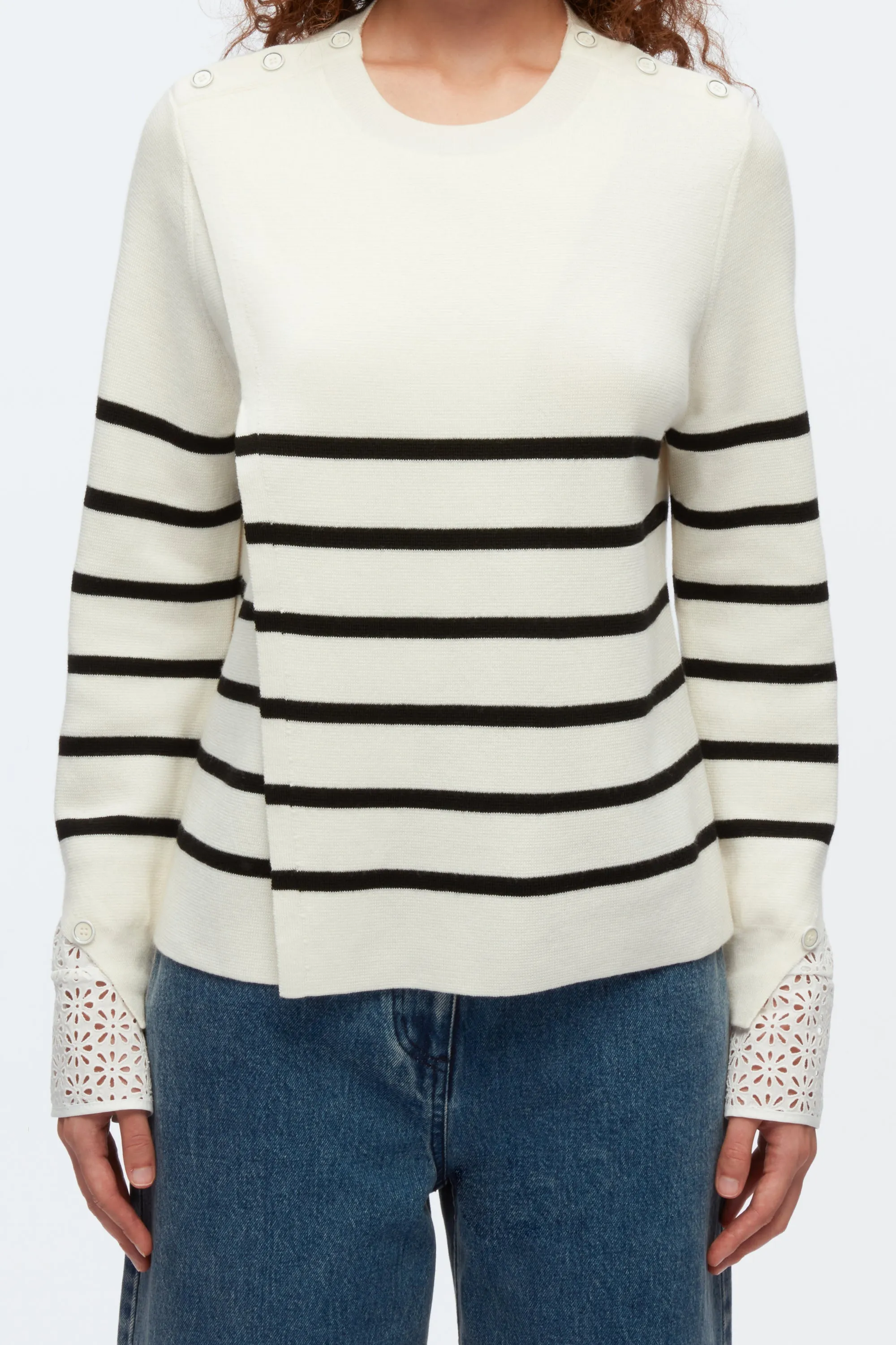 Sailor Stripe Pullover With Lace Cuffs