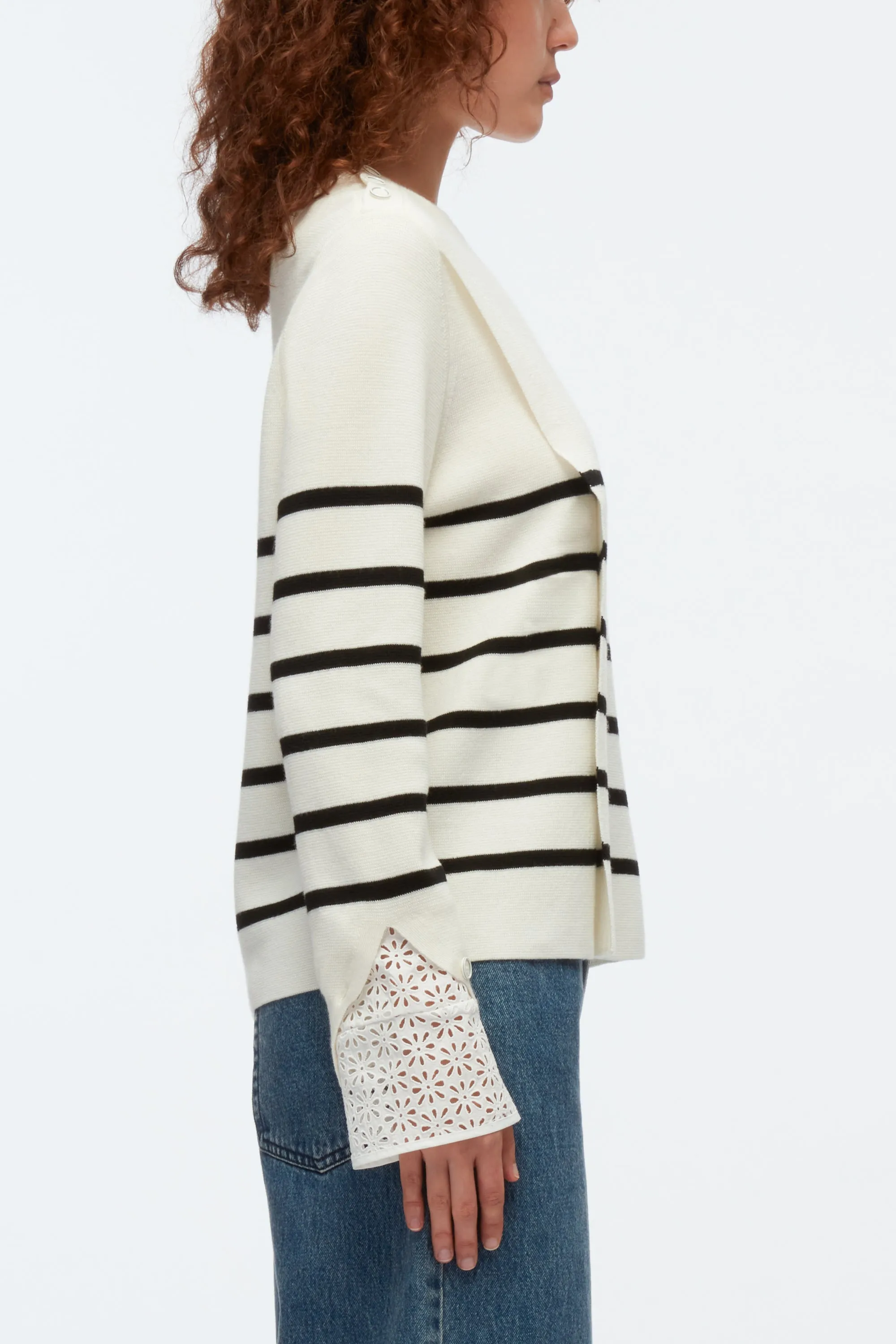 Sailor Stripe Pullover With Lace Cuffs