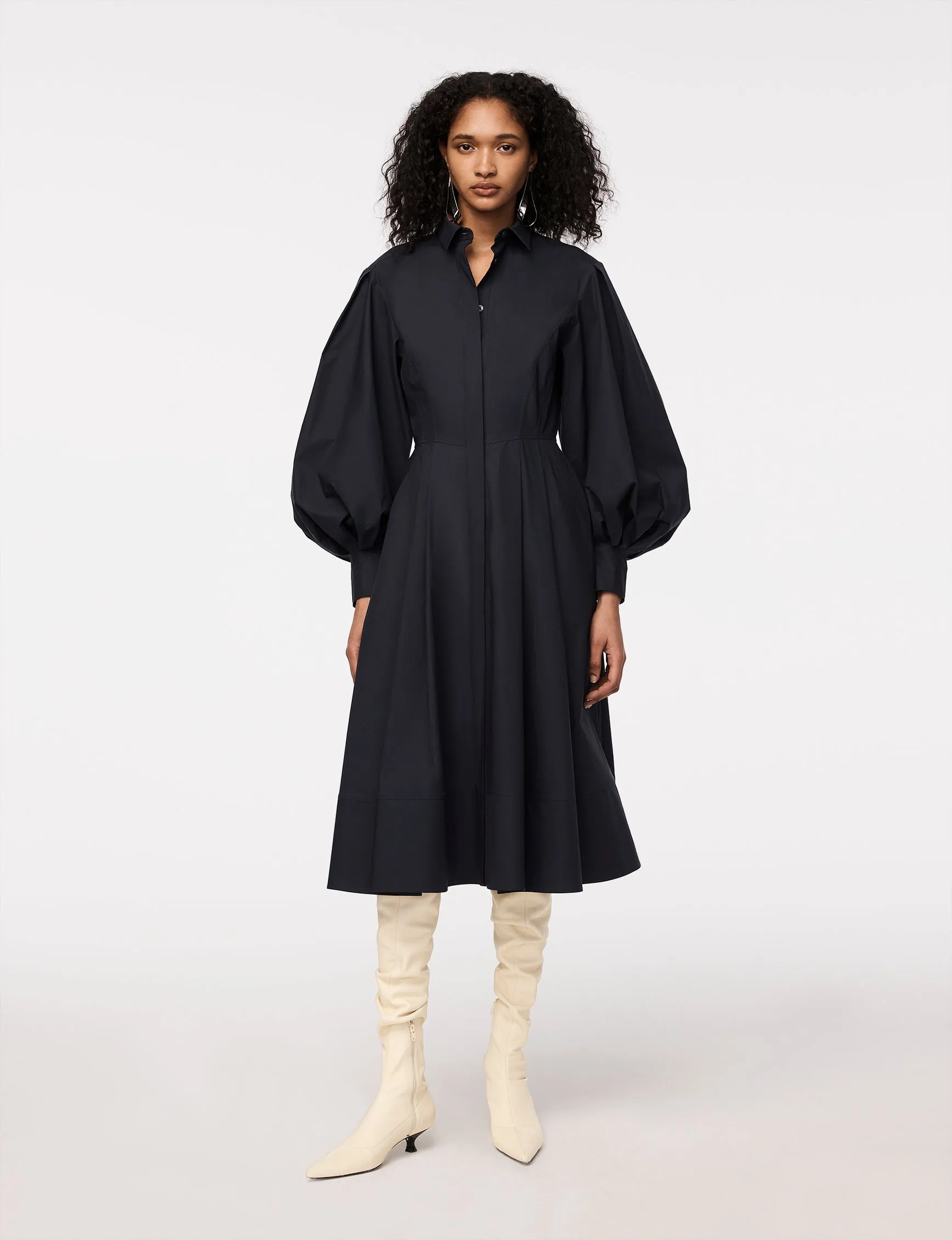 Seamed Waist Shirt Dress