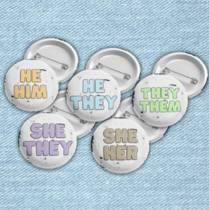 SHE HER Pronouns | Pride Pin Back Button