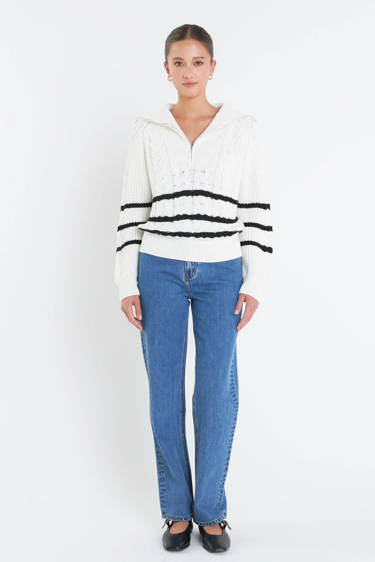 Stripe Zip up Sweater