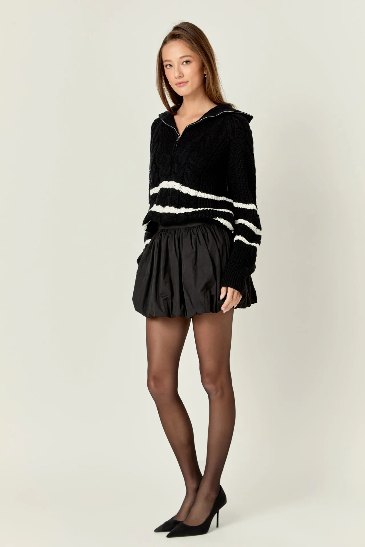 Stripe Zip up Sweater