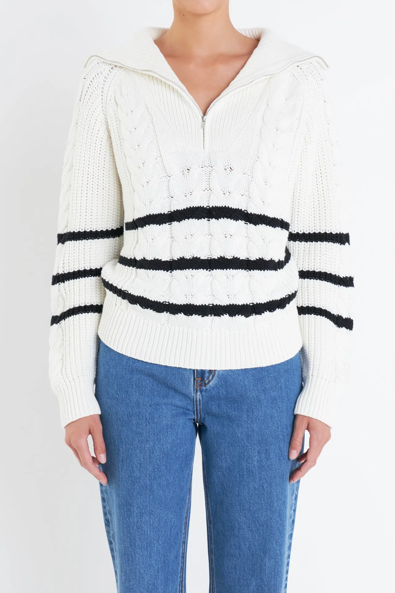 Stripe Zip up Sweater